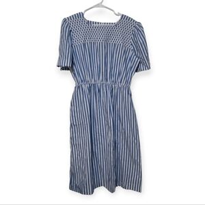 Halmodé Plus Vintage Blue White Striped Dress Size 18W